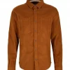 Chemise Manches Longues Sport Velours 1000 Raies Beige Moyen