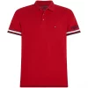 Polo Manches Courtes Broderie Manche Rouge Fonce