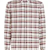 Chemise Manches Longues Sport Grands Carreaux Beige Moyen