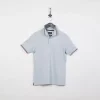 Polo Manches Courtes Rayure Col Et Bracelet Bleu Clair