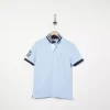 Polo Manches Courtes Col Contraste 10 Manche Bleu Clair