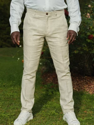 Pantalon Ville Viscose-lin 2pp Beige Clair