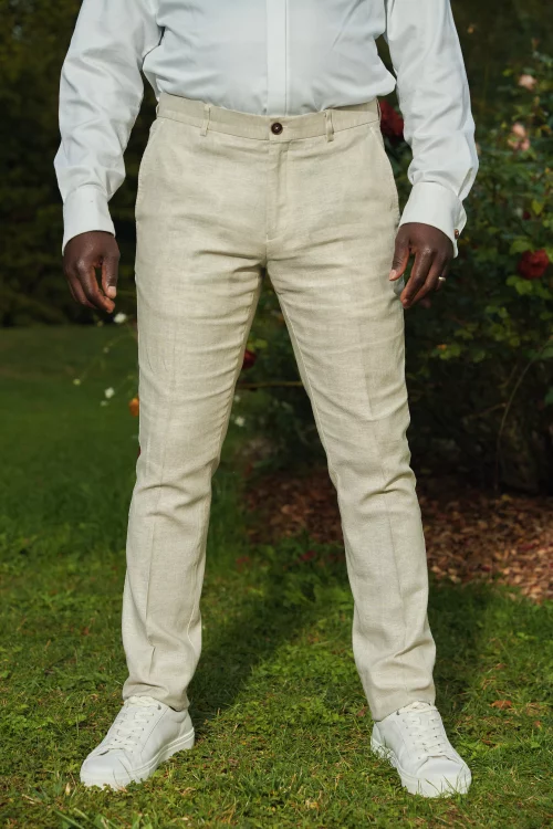 Pantalon Ville Viscose-lin 2pp Beige Clair
