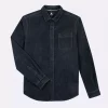 Chemise Manches Longues Sport Velours Bleu Fonce
