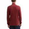 Gilet Manches Longues Tricot Zip Uni Rouge Fonce – Image 2