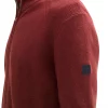 Gilet Manches Longues Tricot Zip Uni Rouge Fonce – Image 3