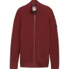 Gilet Manches Longues Tricot Zip Uni Rouge Fonce – Image 4