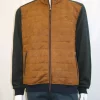 Gilet Manches Longues Bi-matiere Beige Moyen