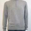 Pull Col Cheminee Coton Laine Gris Clair