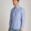 Chemise Manches Longues Sport Rayure Large Bleu Moyen