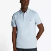 Polo Manches Courtes Regular Pique Uni Bleu Clair