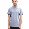 Polo Manches Courtes Pique Bicolore Bleu Clair