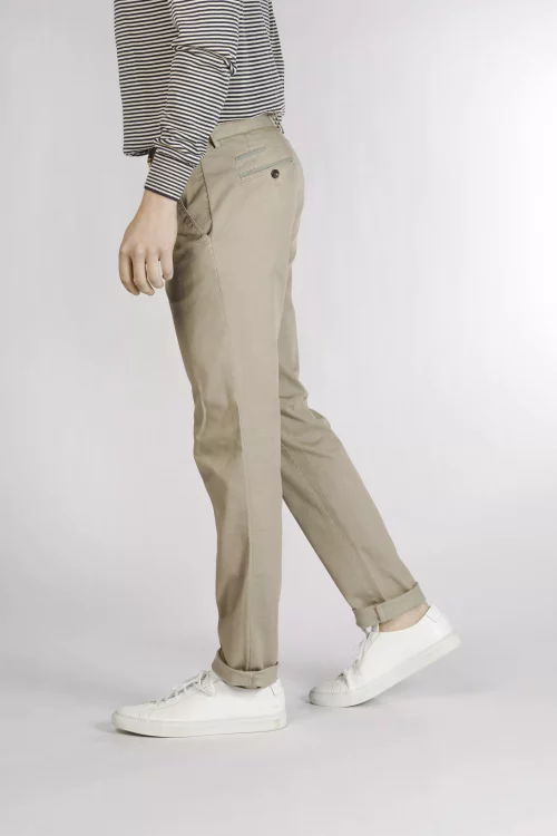 Pantalon Sport Broken Twill Lyocell Beige Moyen – Image 3