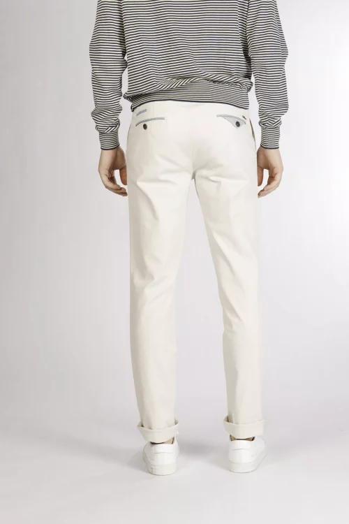 Pantalon Sport Broken Twill Lyocell Beige Moyen – Image 2