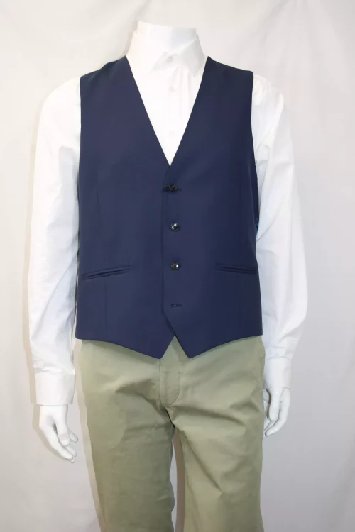 Gilet Ceremonie Toile Unie Casino Bleu Moyen