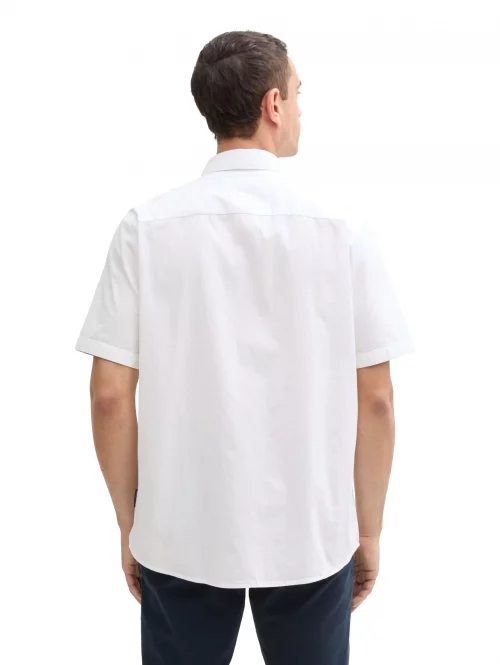 Chemise Manches Longues Sport Popeline Poche Contraste Blanc – Image 3