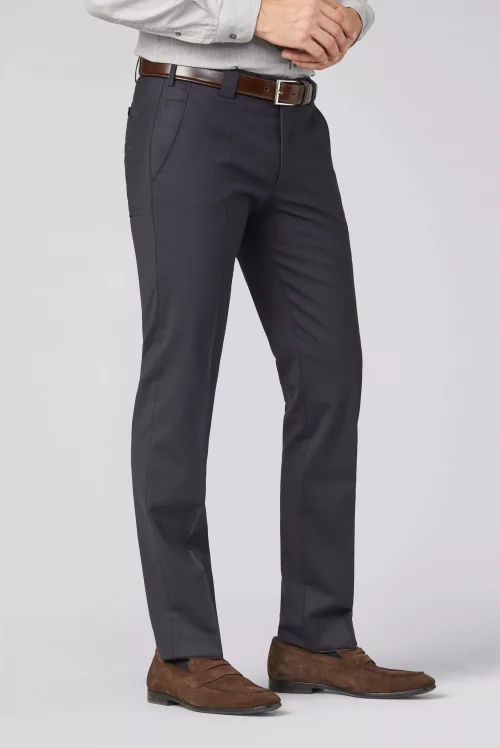 Pantalon Ville Toile Laine Bleu Fonce