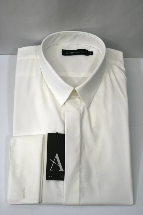 Chemise Manches Longues Ville Slim Twill Uni Mousquetaires Beige Clair