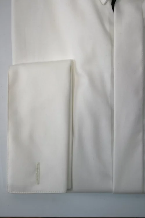 Chemise Manches Longues Ville Slim Twill Uni Mousquetaires Beige Clair – Image 2