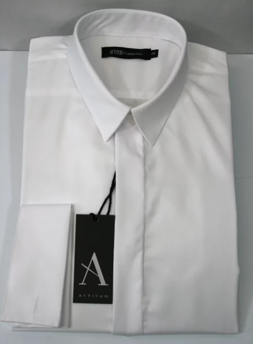 Chemise Manches Longues Ville Slim Twill Uni Mousquetaires Blanc