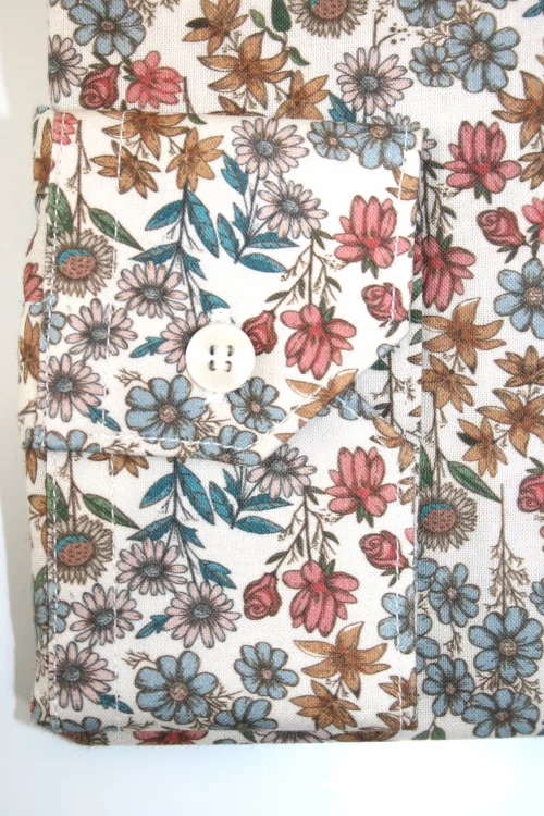 Chemise Manches Longues Ville Fleurs Beigesmodern-2 Beige Moyen – Image 2