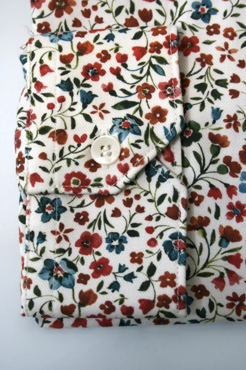 Chemise Manches Longues Ville Fleurs Rouges Modern-2 Rouge Moyen – Image 2