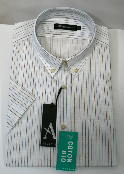 Chemise Manches Courtes Sport Rayure Modern-3 Bleu Moyen