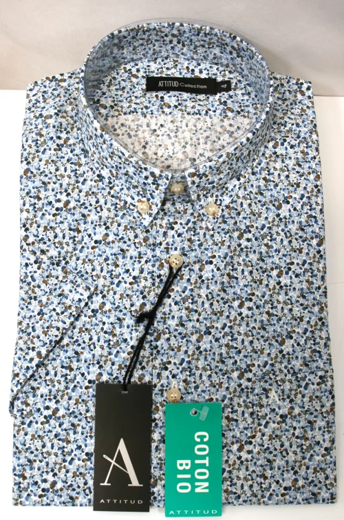Chemise Manches Courtes Sport Ballons Modern-3 Bleu Moyen