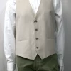 Gilet Ceremonie Toile Lin Casino Beige Clair