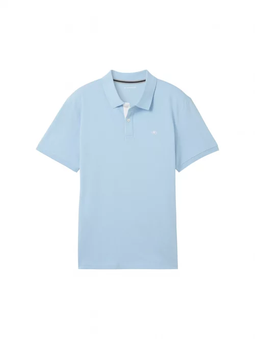 Polo Manches Courtes Pique Uni Bleu Clair