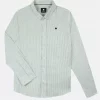 Chemise Manches Longues Sport Rayure Coton Lin Vert Moyen