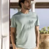 T-shirt Manches Courtes Chine Poche Vert Clair – Image 2