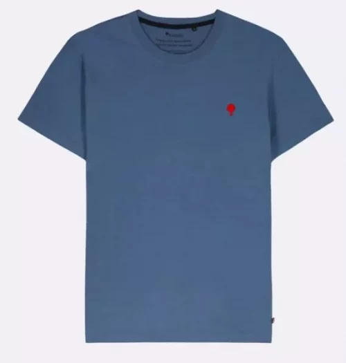 T-shirt Manches Courtes Broderie Arbre Bleu Fonce