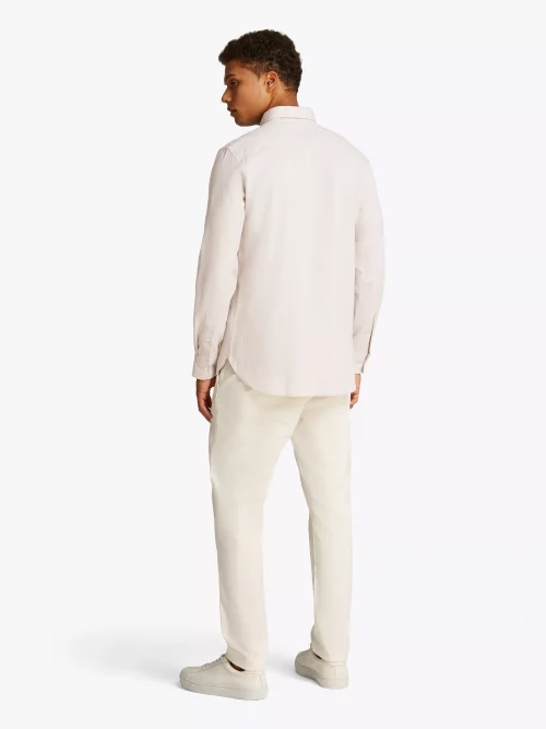 Chemise Manches Longues Sport Coton Lin Beige Moyen – Image 4