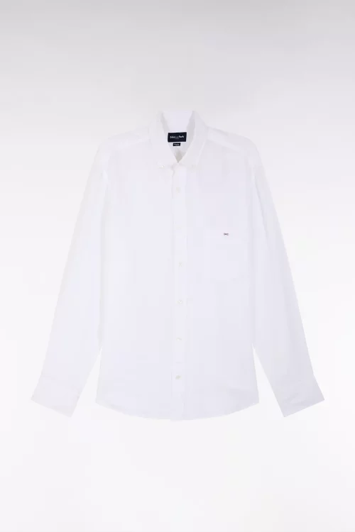 Chemise Manches Longues Sport Lin Uni Blanc