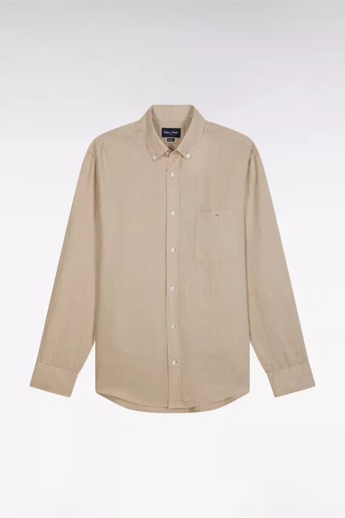 Chemise Manches Longues Sport 111 Lin Uni Beige Clair