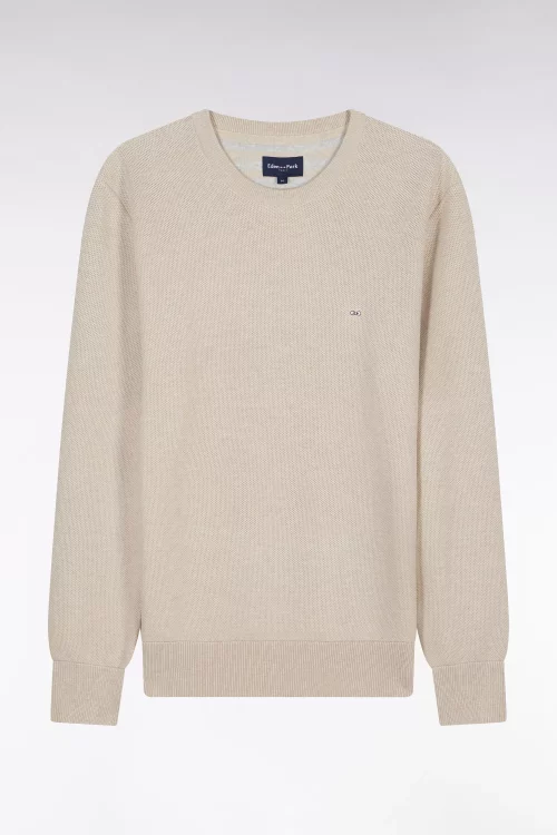 Pull Col Rond 111 Nid Abeille Beige Clair