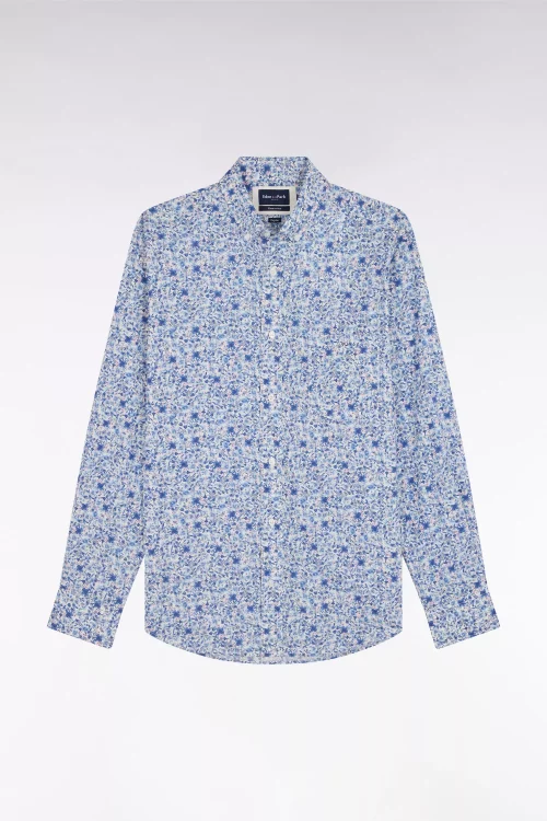 Chemise Manches Longues Sport Fleurs Bleu Clair