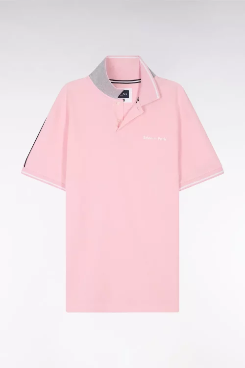 Polo Manches Courtes Rubber Poitrine Rose Clair