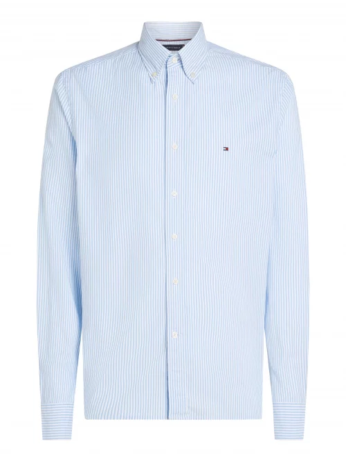 Chemise Manches Longues Sport Rayure Baton Bleu Clair