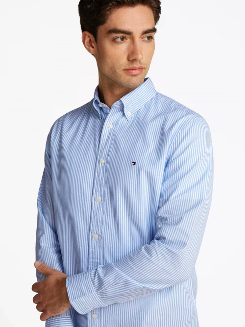 Chemise Manches Longues Sport Rayure Baton Bleu Clair – Image 3