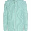 Chemise Manches Longues Sport Rayure Baton Vert Moyen