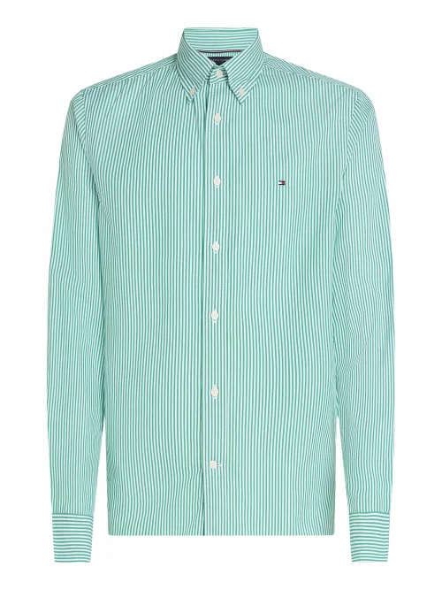 Chemise Manches Longues Sport Rayure Baton Vert Moyen