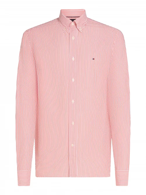 Chemise Manches Longues Sport Rayure Baton Orange Moyen