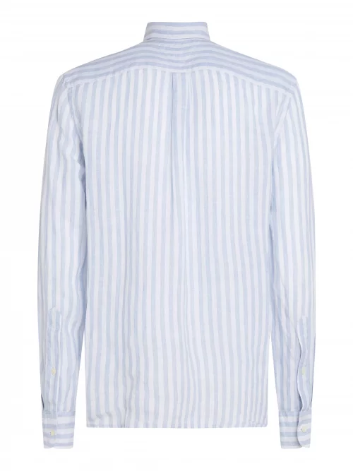 Chemise Manches Longues Sport Lin Rayure Large Bleu Clair – Image 2
