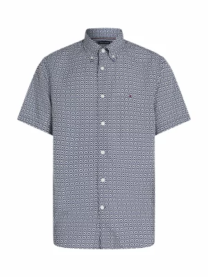 Chemise Manches Courtes Sport Imprime Geo Modal Bleu Fonce