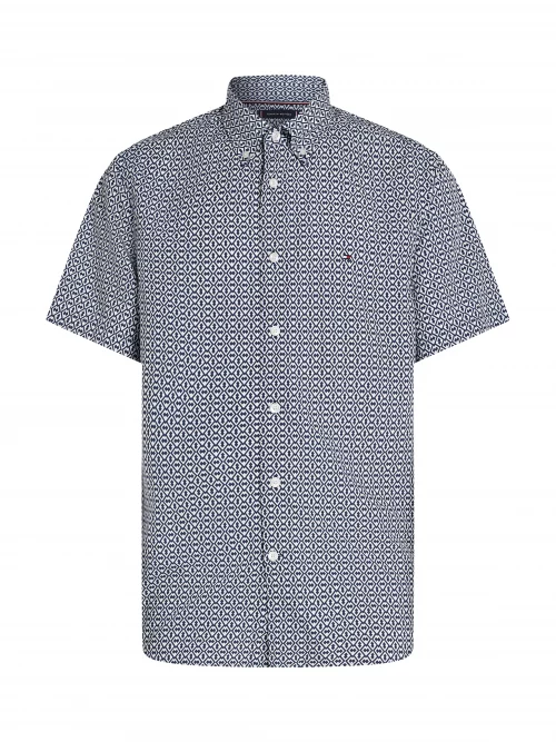 Chemise Manches Courtes Sport Imprime Geo Modal Bleu Fonce