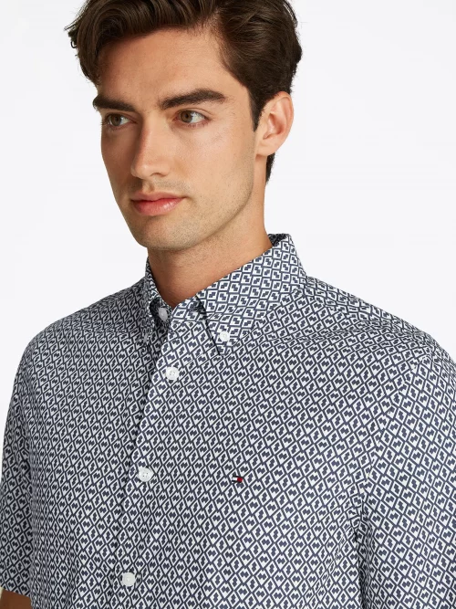 Chemise Manches Courtes Sport Imprime Geo Modal Bleu Fonce – Image 5