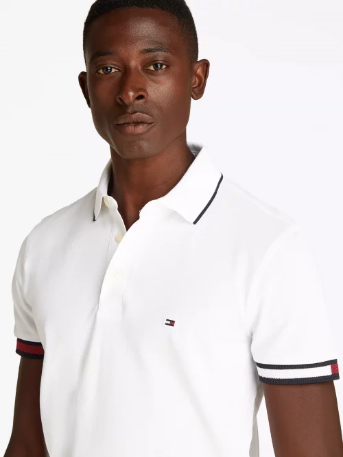 Polo Manches Courtes Bracelets Contraste Blanc – Image 3