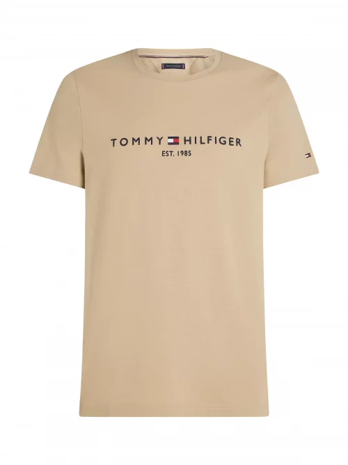 T-shirt Manches Courtes Broderie Poitrine Beige Clair